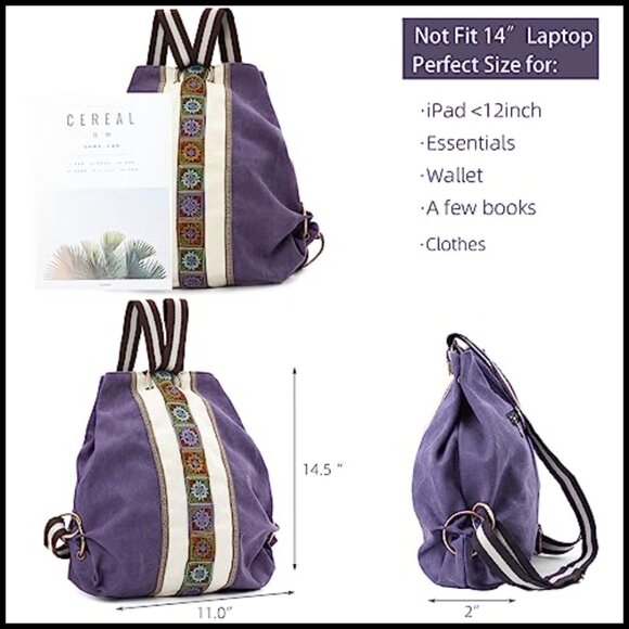Vintage Canvas Backpack Daypack Casual Anti-Theft Travel Bag Lightweight main image 3